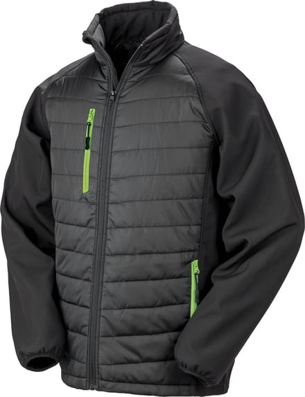 Black Compass gewatteerde softshelljas heren 'Result' Black/Lime - S