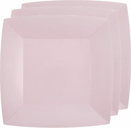 Santex Feest gebaksbordjes - lichtroze - 30x - karton - 18 cm - vierkant - kartonnen feestbordjes