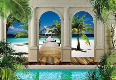 Fotobehang  Tropical Beach | XL - 208cm x 146cm | 130g/m2 Vlies