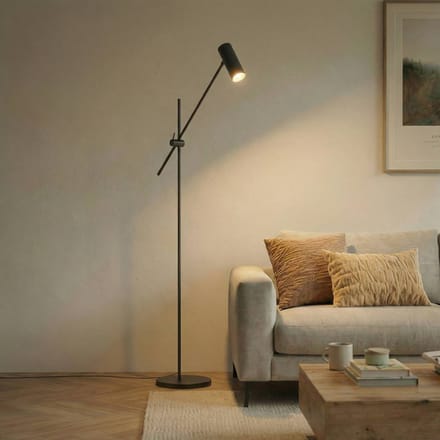 Lindby - vloerlamp - 1licht - ijzer - H: 152 cm - GU10 - zwart