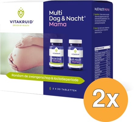 2x Vitakruid Multi Dag & Nacht Mama 100% Vegan (2 x 30 tabletten)