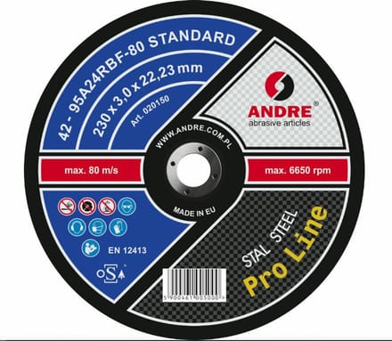 Andre Standard Pro Line - Doorslijpschijf - 230mm - Metaal - Snel en Veilig