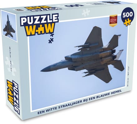 Puzzel Een witte straaljager bij een blauwe hemel - Legpuzzel - Puzzel 500 stukjes