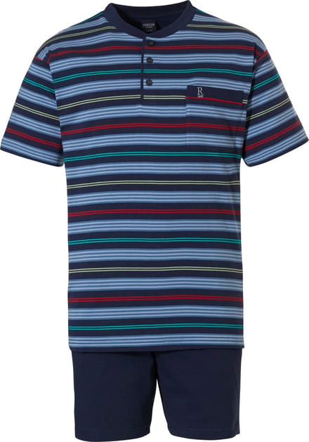 Robson Heren Shortama - Strepen - Blauw - Maat XL