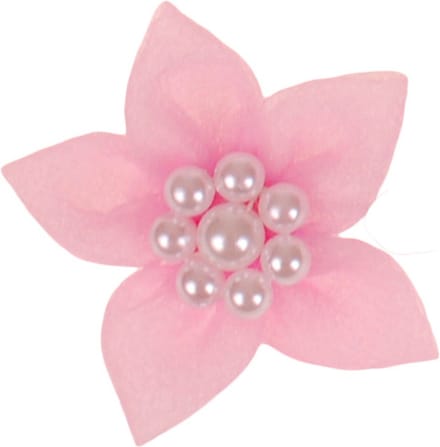 Haarklemmetje Bloem Roze Organza met Pareltjes - 5cm