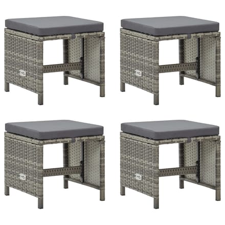 vidaXL - Tuinkrukken - 4 - st - met - kussens - poly - rattan - grijs
