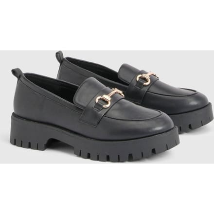boohoo Dames Chunky T-bar Loafers | Zwart | Maat: 38