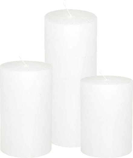 Cactula set van 3 stompkaarsen Wit 7x10 / 7x15 / 7x20 Extra lange branduren