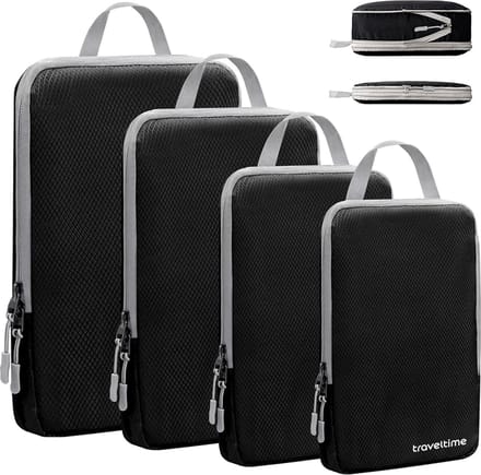 Traveltime Koffer Backpack Organizer set - Compressie Packing Cubes - Backpack Compression Cube - 4-delig Organizer Set
