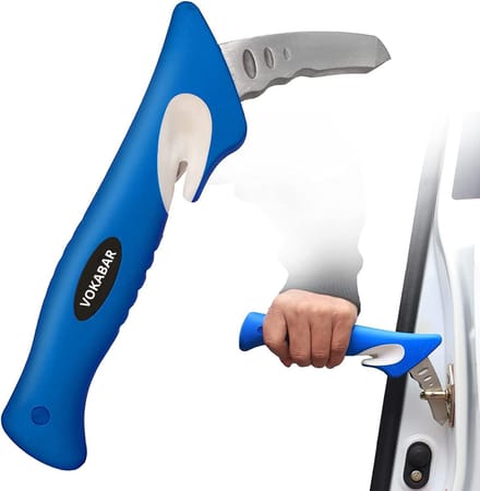 VOKA In- en uitstaphulp Auto - Uitstaphulp auto - Instaphulp - PREMIUM - Autohulp - Handybar - Veilig - Handig & praktisch - Multifunctionele 5 in 1 auto in uitstaphulp - Gordelsnijder - handgreep auto - Blauw - Extra Stevig