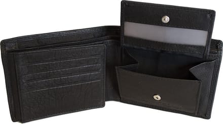 Portemonnee Heren - Zwart - Echt Leer - Billfold