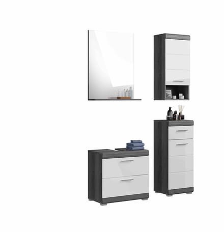 Scout badkamercombinatie wit hoogglans MDF TZ rookzilver NB - 37x112x191cm