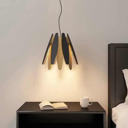 Lucande - hanglamp - 1licht - metaal, kunststof - H: 40 cm - E27 - zwart, goud