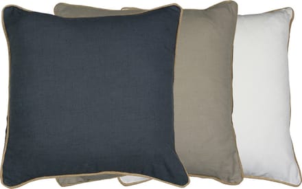 kussen donkergrijs met jute bies 45x45cm*