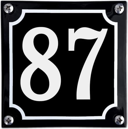 Zwart emaille huisnummer  - 87