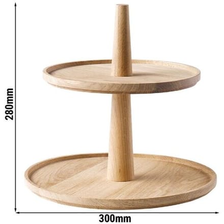 GGM Gastro Etagère - VALO - 2-stufig - Rund - Eichenholz - Höhe: 280mm