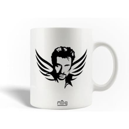 Mug en Céramique - Johnny Hallyday - Noir - 30cl - Compatible Lave-Vaisselle - Rond