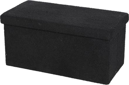 Urban Living Poef Square BOX - hocker - opbergbox - zwart - polyester/mdf - 76 x 38 x 38 cm - opvouwbaar - Extra groot/2-zits model