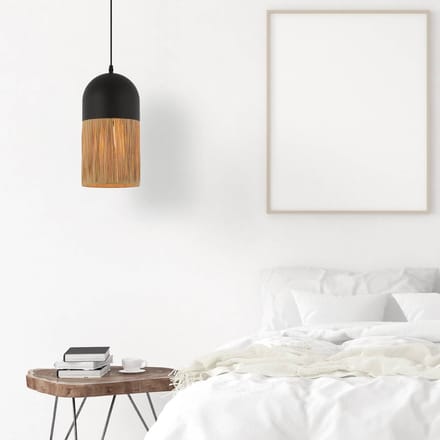 Zambelis Hanglamp 23071, zwart/naturel, Ø18cm, metaal, papier