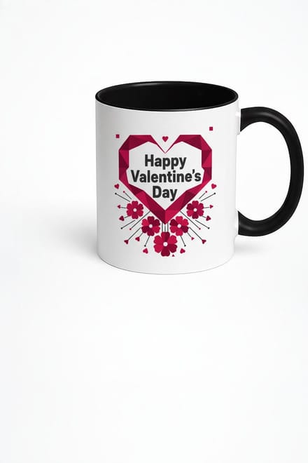 Valentijnsdag Mok Happy Valentine's Day met Geometrisch Hart Design