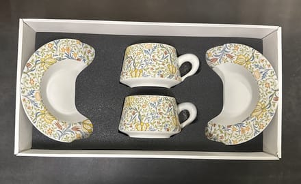 Ceramische Kop & Schotel Set (4-delig) – 350 ml - Handgemaakt & Luxe Cadeau Set