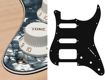 Boston ST-423-PB pickguard, Stallion, SSH, 3 pot holes, 3-5 switch, 4 ply, pearl black