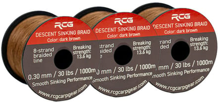 RCG Vislijn Descent Sinking 3 Stuks - 1000 m Spoel - Gevlochten Bruin - 30 lbs