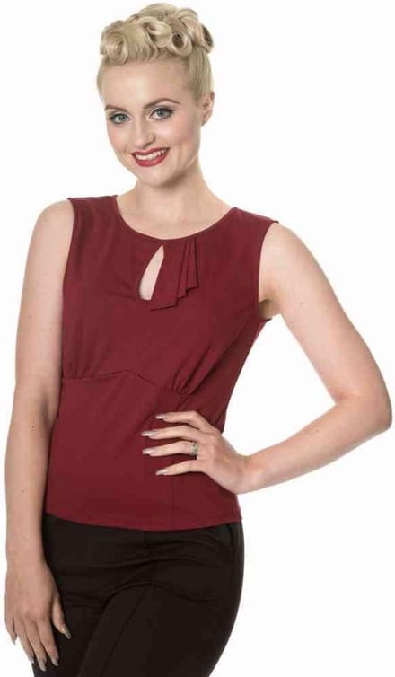 Dancing Days - BASIC INSTINCT Mouwloze top - S - Bordeaux rood