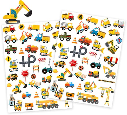 Stickervellen Bouwvoertuigen - 2 Grote Stickervellen - Voertuigen Stickers