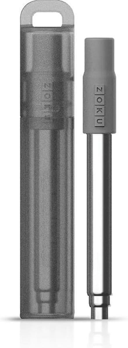 Zoku - Pocket Straw Herbruikbaar Rietje - Roestvast Staal - Grijs