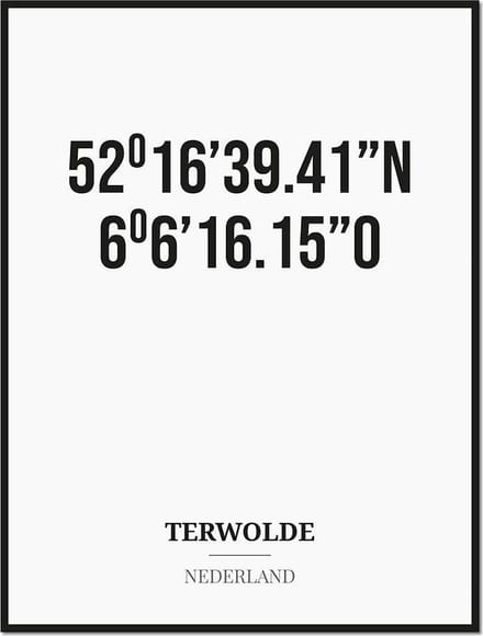 Poster/kaart TERWOLDE met coördinaten