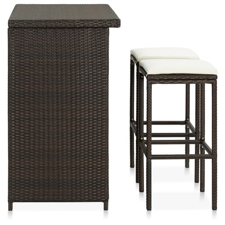 vidaXL - 3-delige - Barset - poly - rattan - bruin