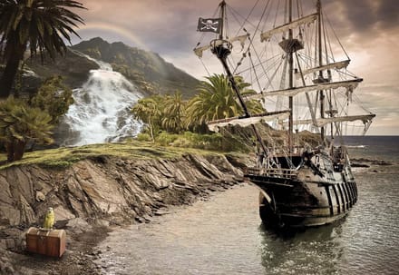 Fotobehang Pirate Ship | PANORAMIC - 250cm x 104cm | 130g/m2 Vlies