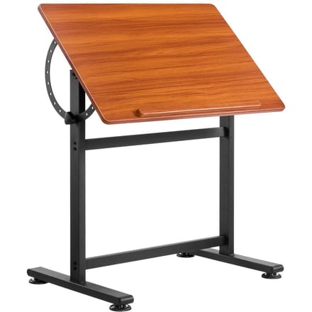 Table de Dessin Réglable 0°-90° d'Inclinaison Bureau à Dessin en Bois avec Cadre en H