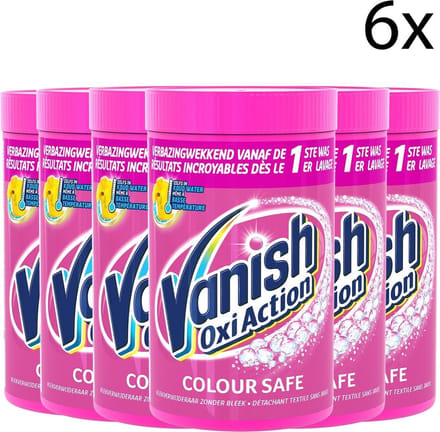 Vanish Oxi Action Colour Safe Base Poeder - Voor Witte en Gekleurde Was - 1,5kg x6