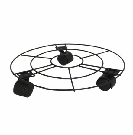 Gerimport Planten trolley - multiroller - rond - zwart - metaal - D25 cm