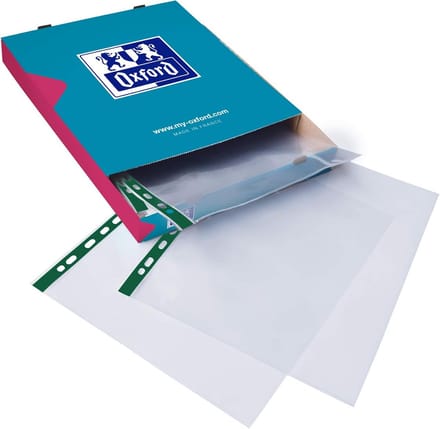 Gestanste Zakken - Document Houders - Documenten Beschermen - Glashelder Polypropyleen - A4 100 Stuks - Groene Strip