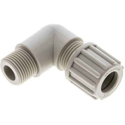 12x10mm & G3/8'' PP L-Vorm Knelfitting Buitendraad 10bar