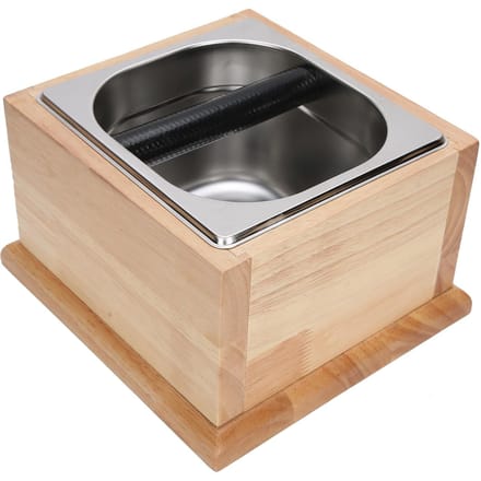 Knock Box Roestvrij Staal Koffiedik Container Afvalbak met Houten Basis Koffie AccessoireL black