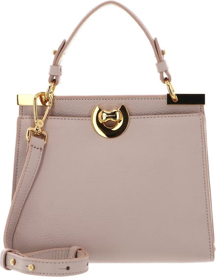 COCCINELLE Leren Handtas Schoudertas Binxie Handbag Grained Leather Rosette Beige