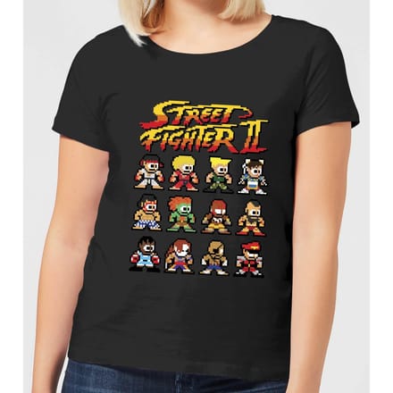 Street Fighter 2 Pixel Characters Women's T-Shirt - Black - L
