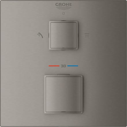 GROHE Grohtherm Cube Douchethermostaatkraan - Met trim set - Hard Graphite - 24154AL0