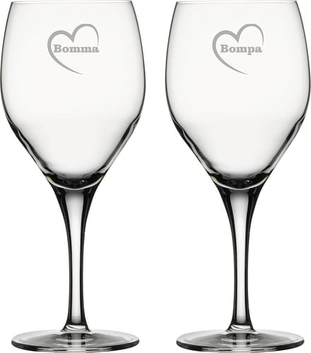 Rode wijnglas gegraveerd - 42,5cl - Bomma-Bompa-hartje