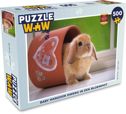 Puzzel Baby hangoor dwerg in een bloempot - Legpuzzel - Puzzel 500 stukjes