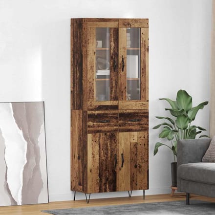 vidaXL - Highboard - Oud - Hout - 69,5 - x - 34 - x - 90 - cm - Bewerkt - hout