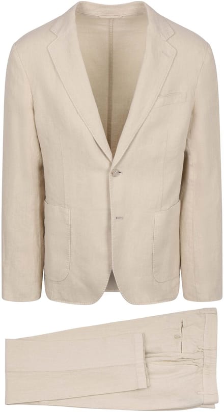 Suitable Washed Linen Suit Ecru - Maat 52 - Heren - Kostuum