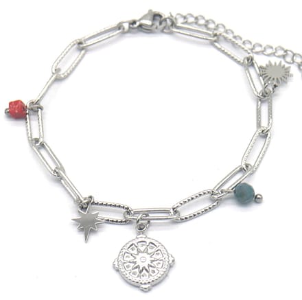 Armband Dames - Bedeltjes - RVS - Lengte 16-19 cm - Zilverkleurig