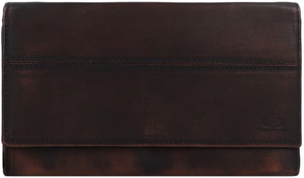 GREENBURRY portemonnee Destressed Long Wallet RFID Teak Brown donkerbruin