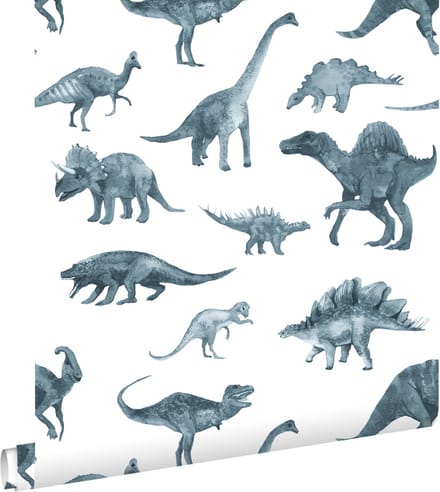 ESTAhome behang dinosaurussen donkerblauw - 50 x 900 cm - 131201