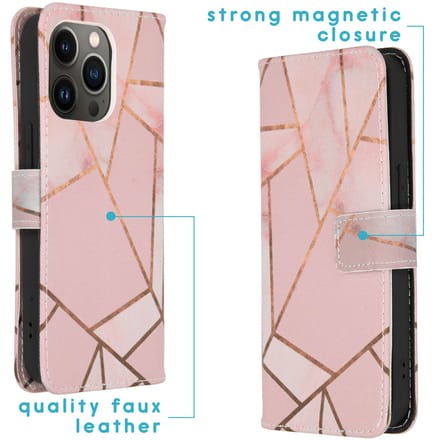 imoshion Hoesje - Geschikt voor Apple iPhone 13 Pro - Design Softcase Bookcase - Pink Graphic